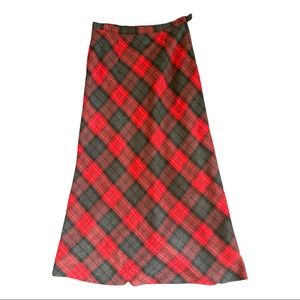 Vintage Red Plaid Wool Skirt